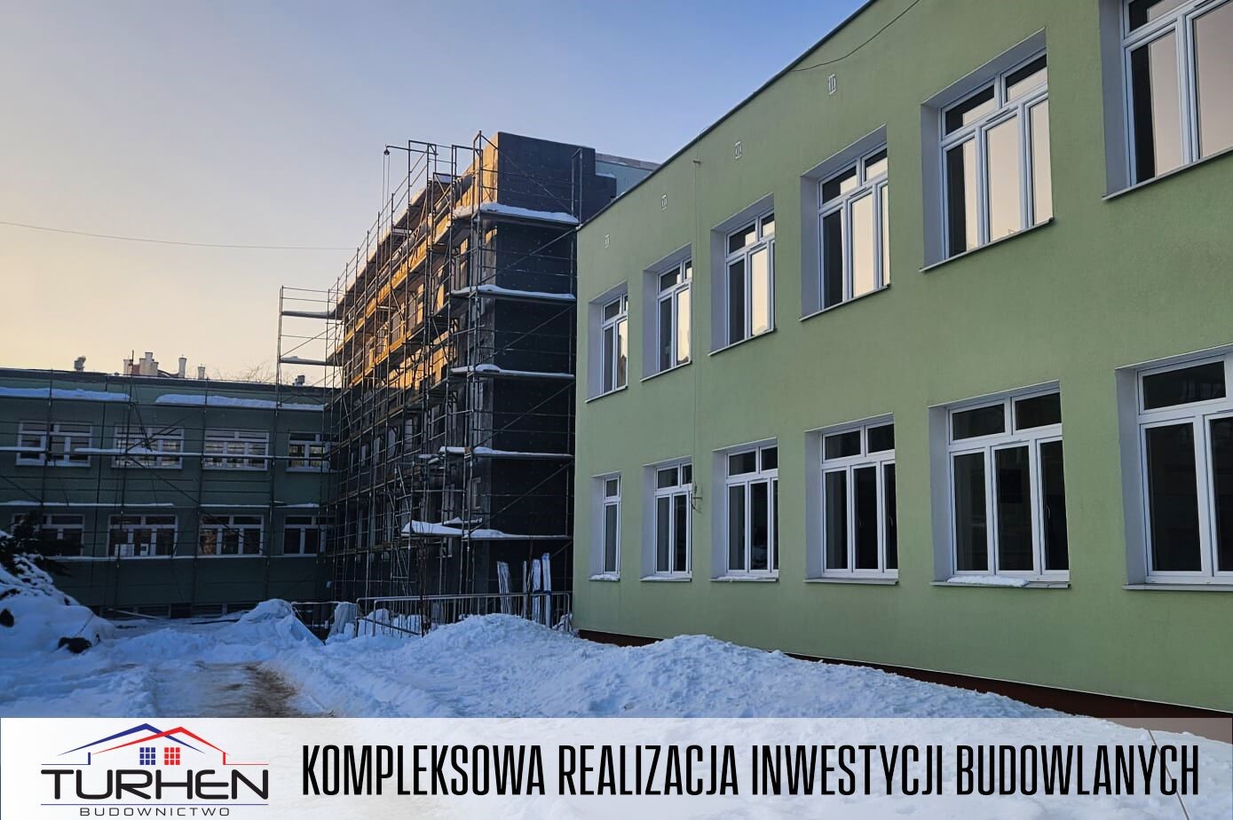 Termomodernizacja szkoły Kwidzyn – prace Turhen Budownictwo przy budynku szkoły podstawowej w Kwidzynie.