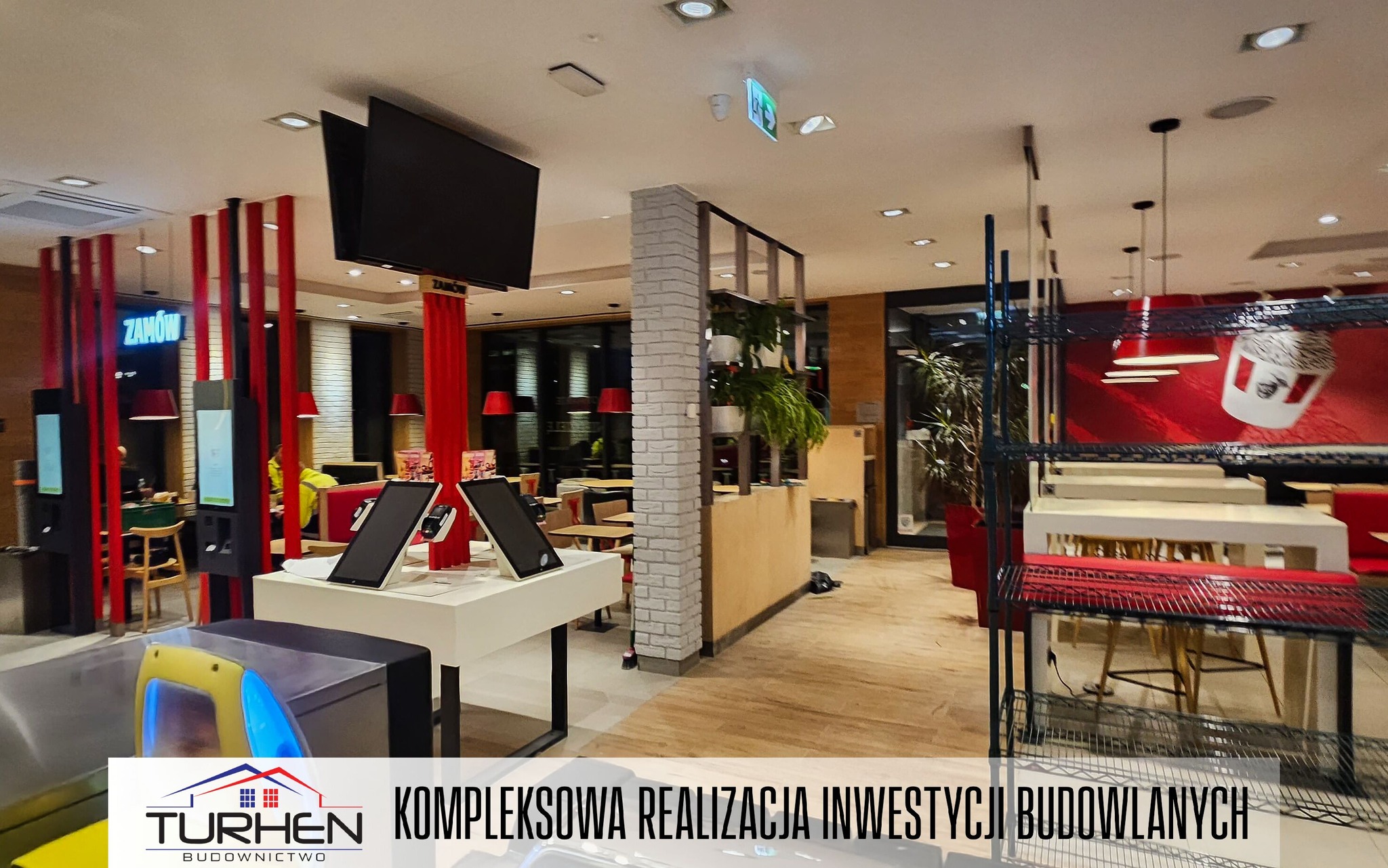 Powierzchnie komercyjne Turhen – prace fit-out w lokalu handlowym oraz przygotowanie przestrzeni do otwarcia lokalu gastronomicznego.