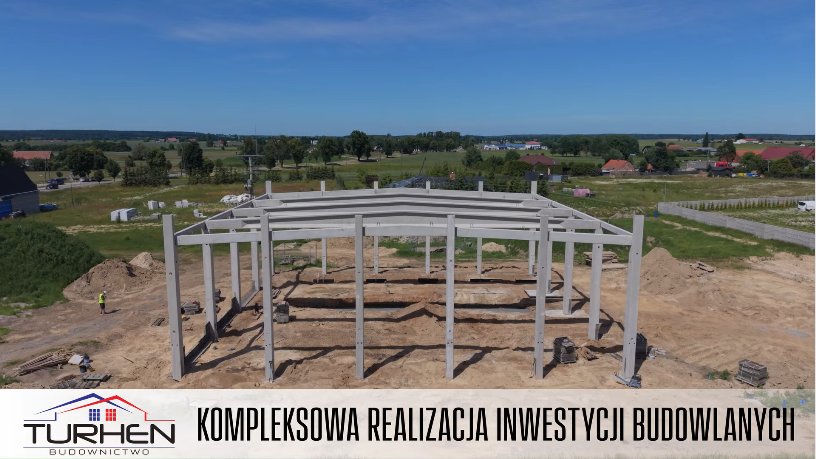 Budowa hali warsztatowej w Różnowie - Turhen Budownictwo podczas wykonywania fundamentów obiektu